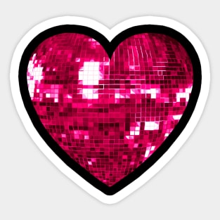 Pink Disco Ball Heart Sticker